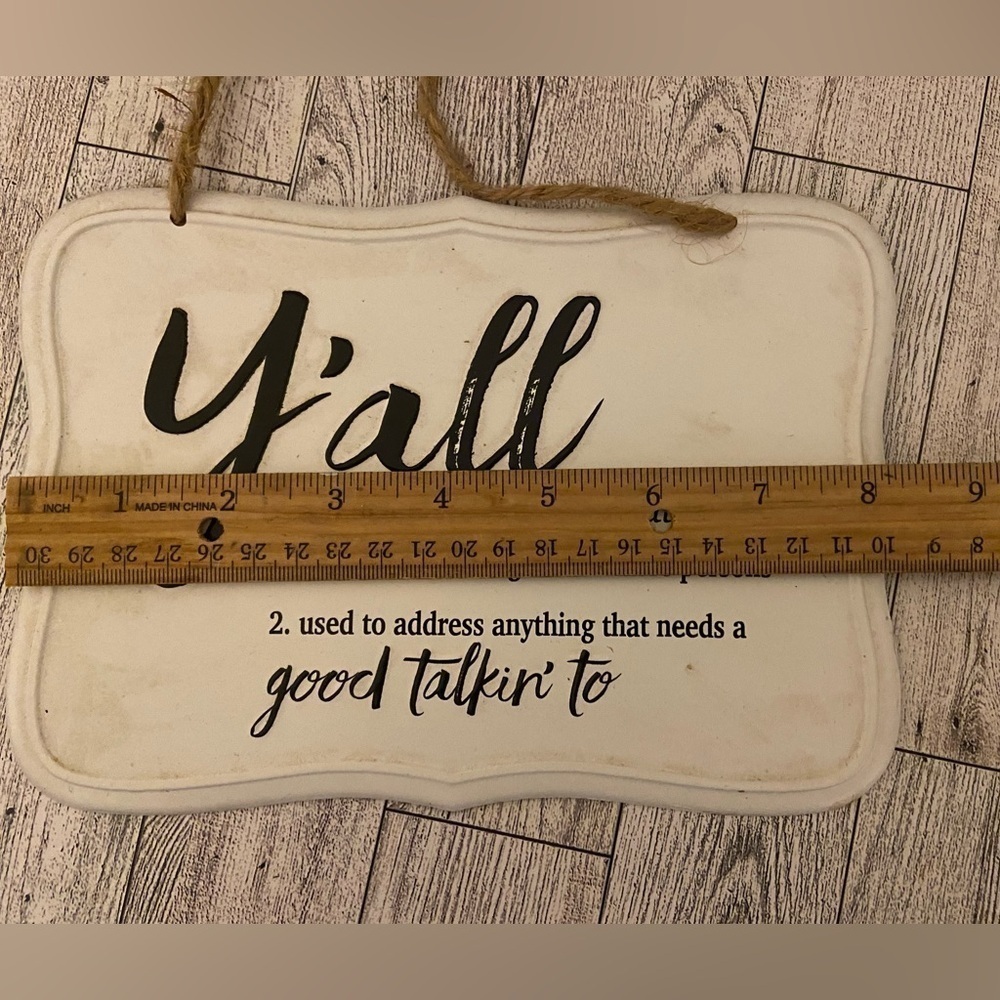 Y'all Embossed Enameled Metal Sign - Picture 2 of 3